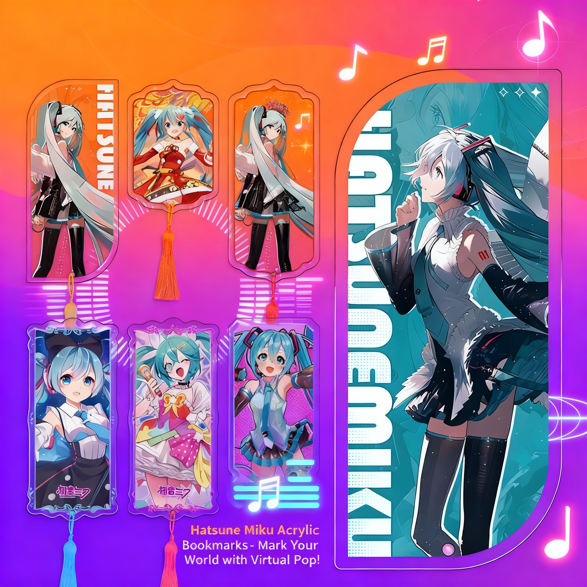 Anime Merchandise Wholesale - Hatsune Miku Ancient Style Acrylic Bookmark