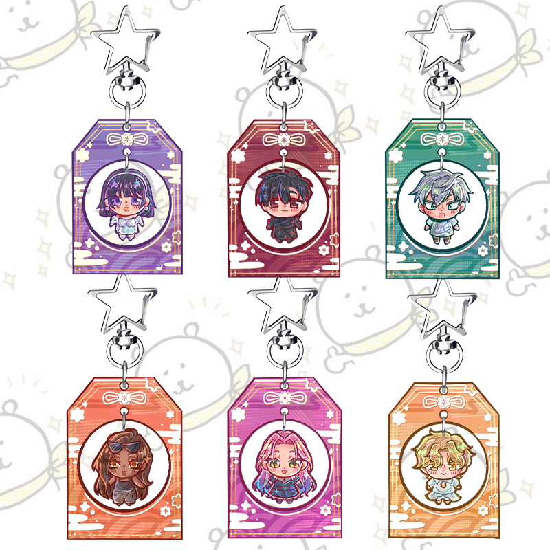 Orange Anime Merchandise - Keychain for Japanese Omamori Green Purple