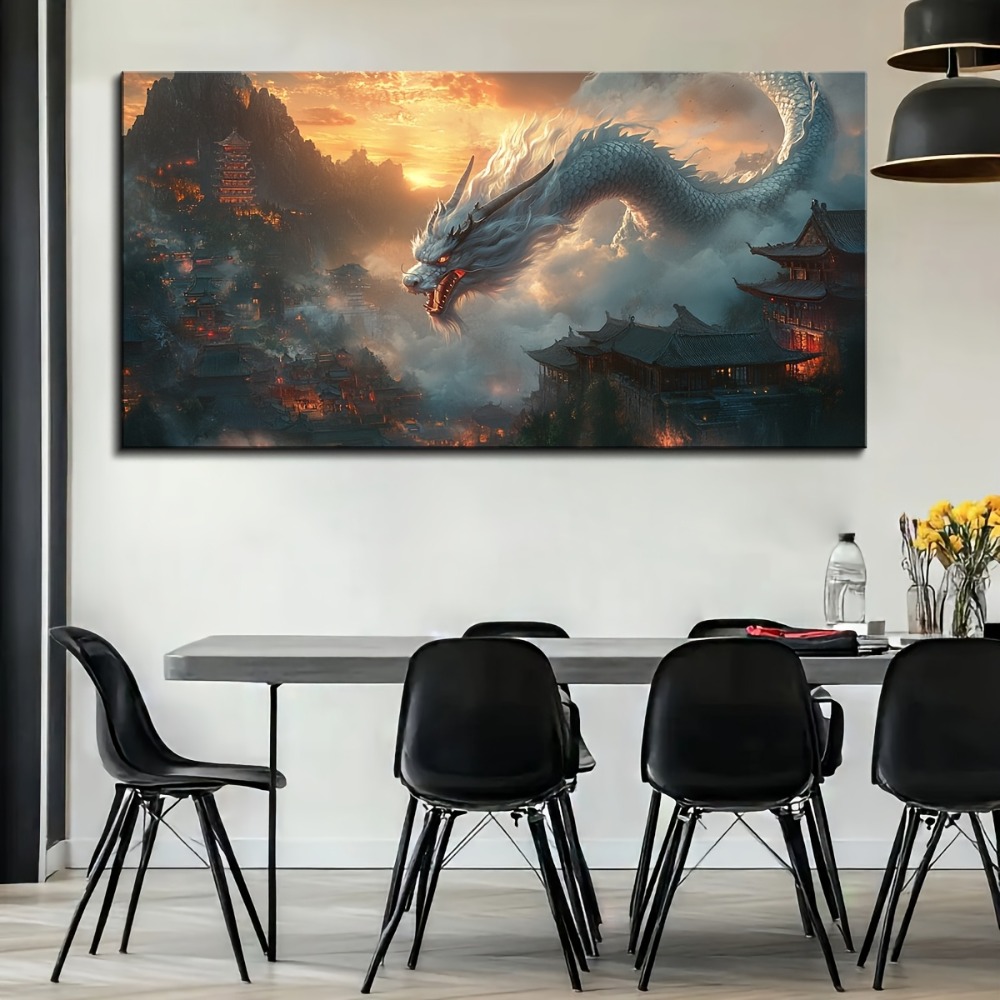 Vintage style Oriental Dragon  - Art Print Framed บทวิจารณ์และราคา