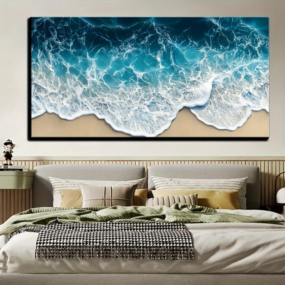 Blue wave texture print painti - Art Print Framed บทวิจารณ์และราคา