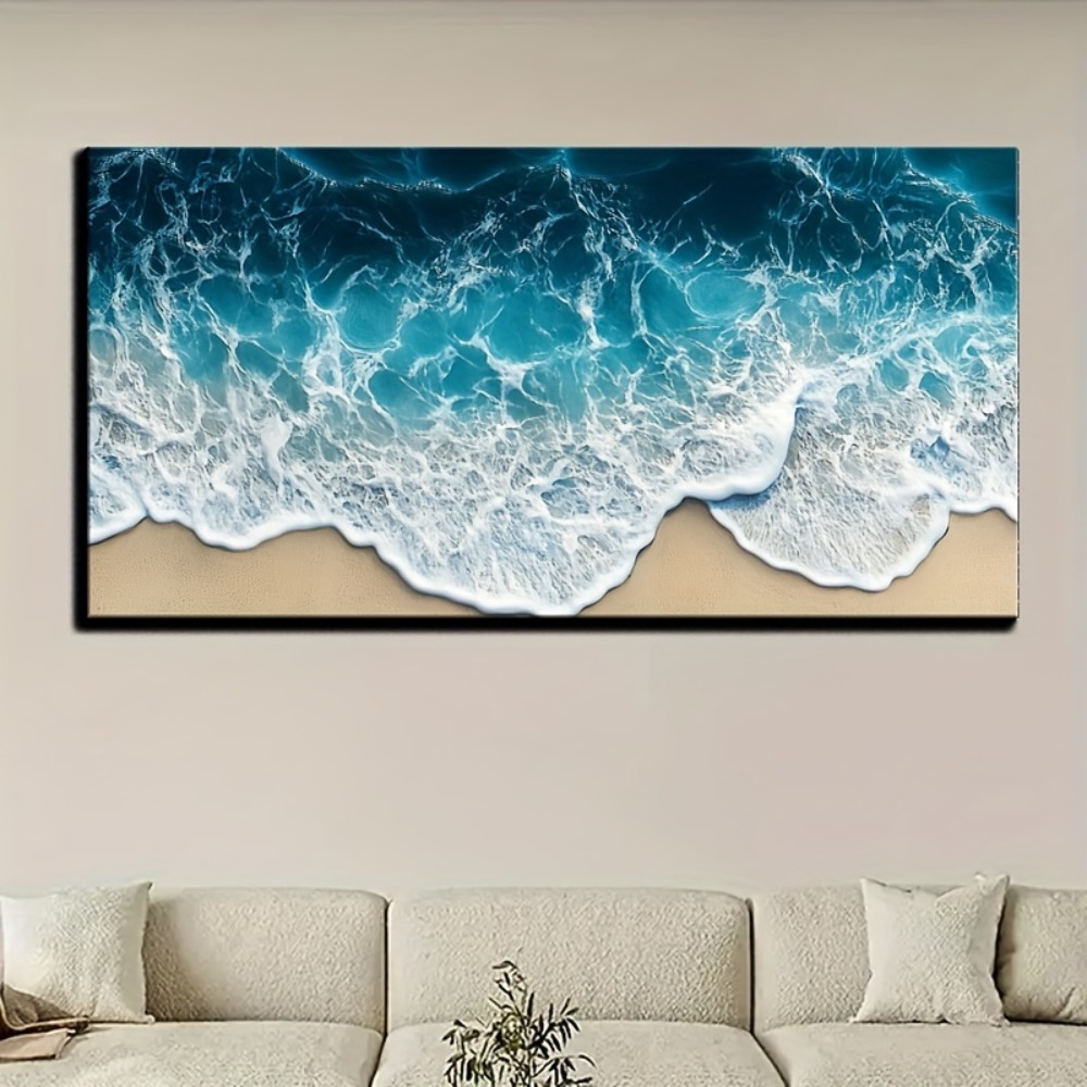 Blue wave texture print painti - Art Print Framed บทวิจารณ์และราคา