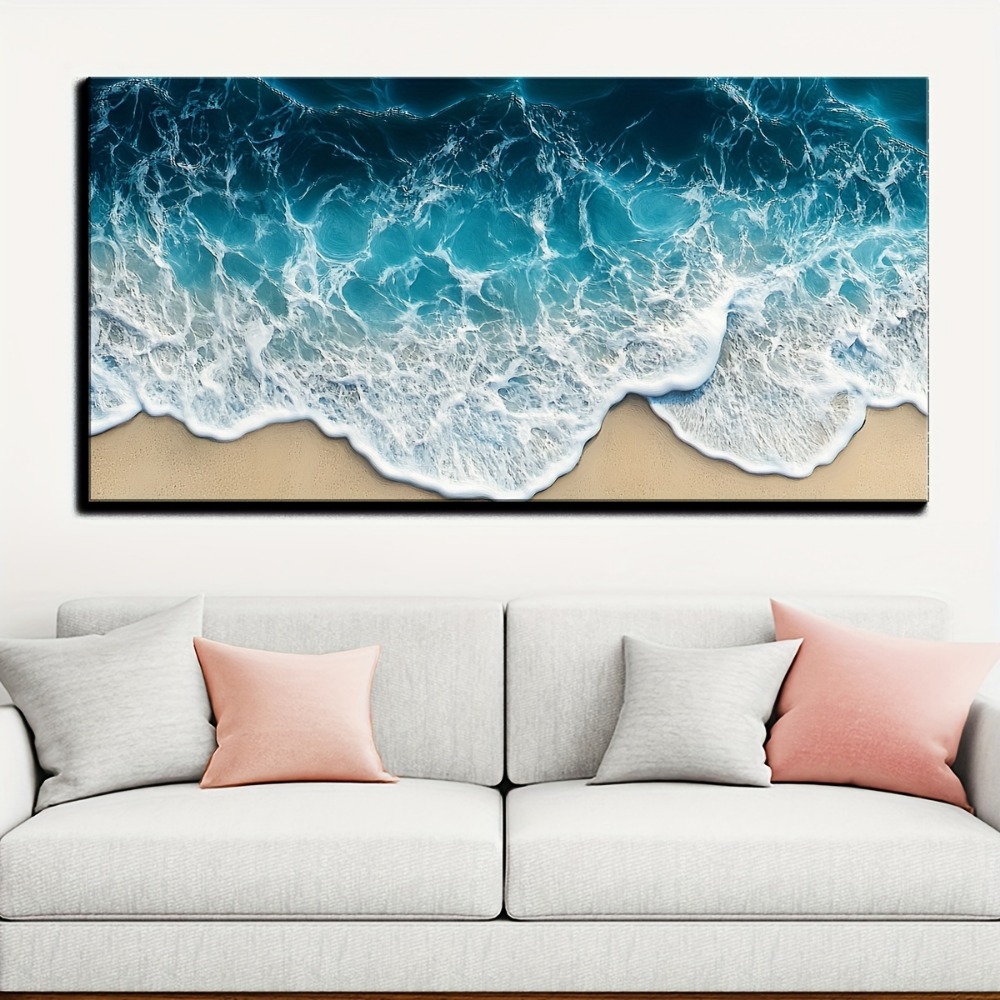 Blue wave texture print painti - Art Print Framed บทวิจารณ์และราคา