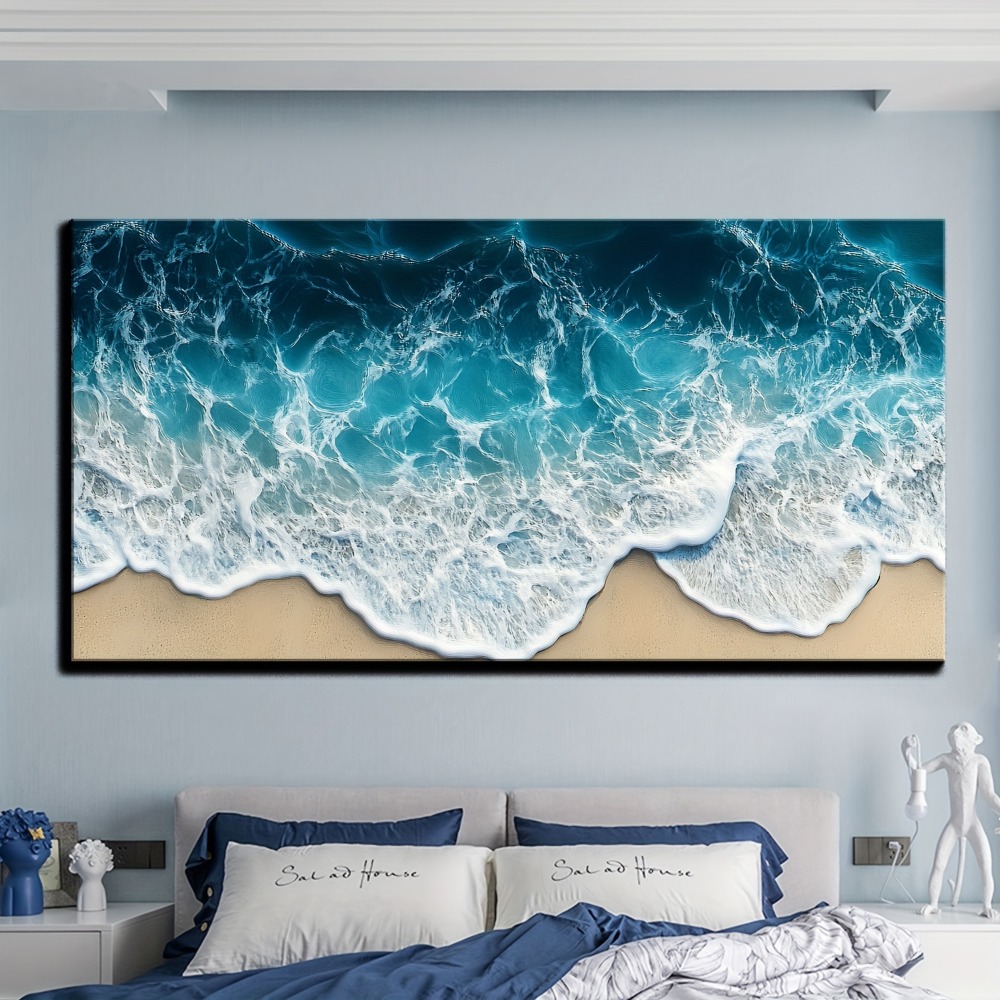 Blue wave texture print painti - Art Print Framed บทวิจารณ์และราคา