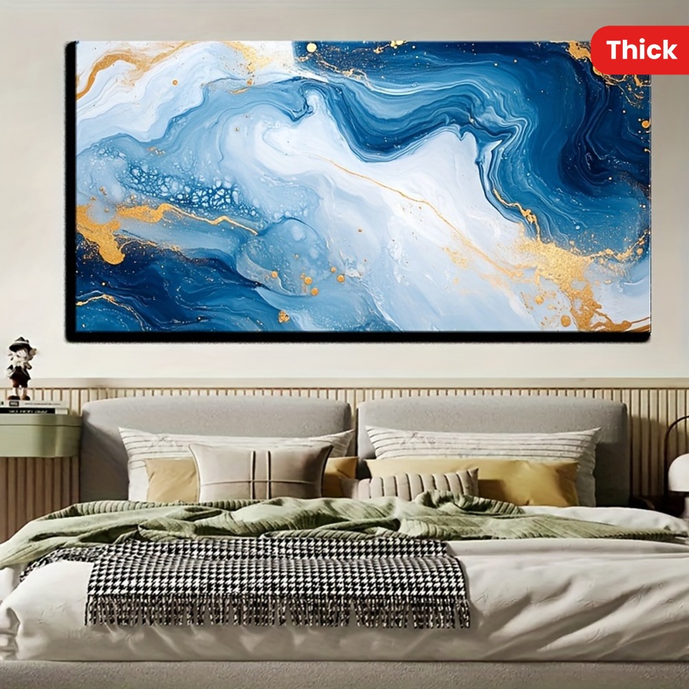 Solid wood frame Abstract blue - Art Print Framed บทวิจารณ์และราคา