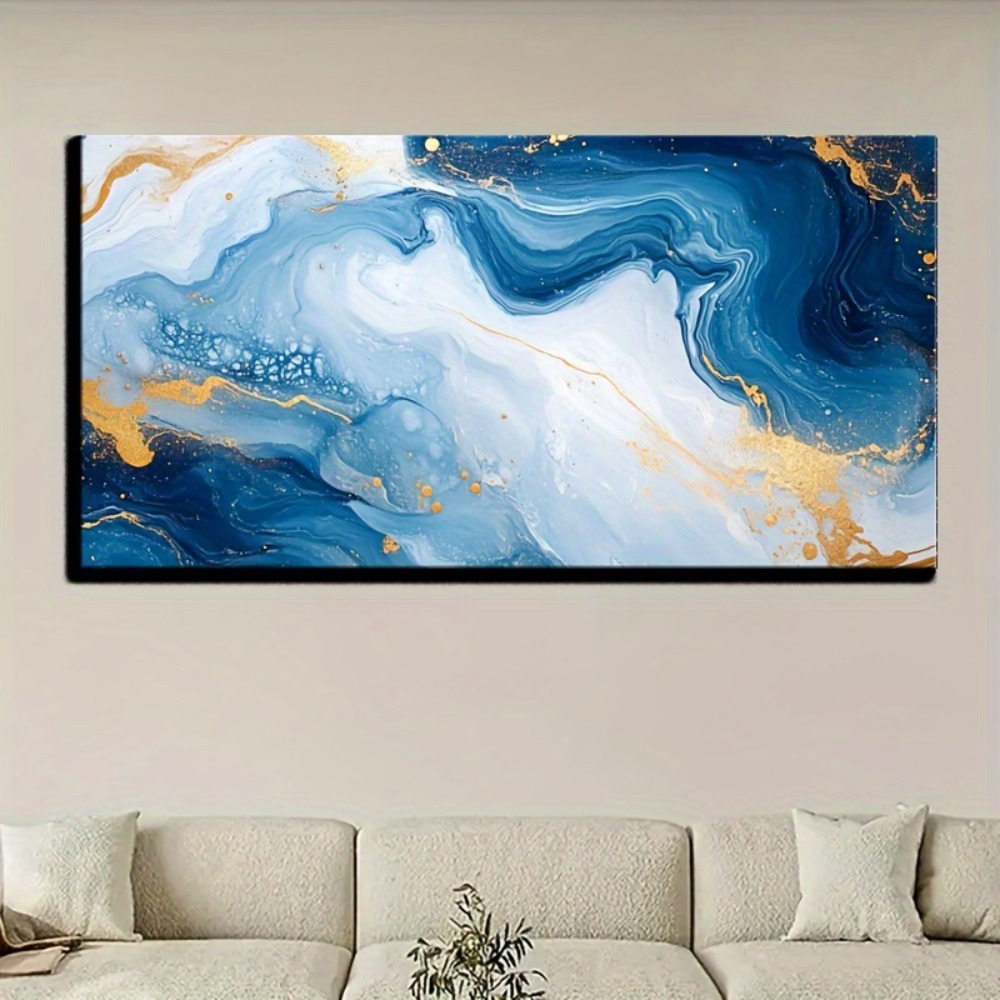 Solid wood frame Abstract blue - Art Print Framed บทวิจารณ์และราคา