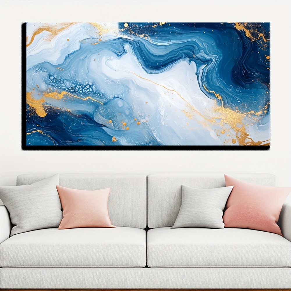 Solid wood frame Abstract blue - Art Print Framed บทวิจารณ์และราคา