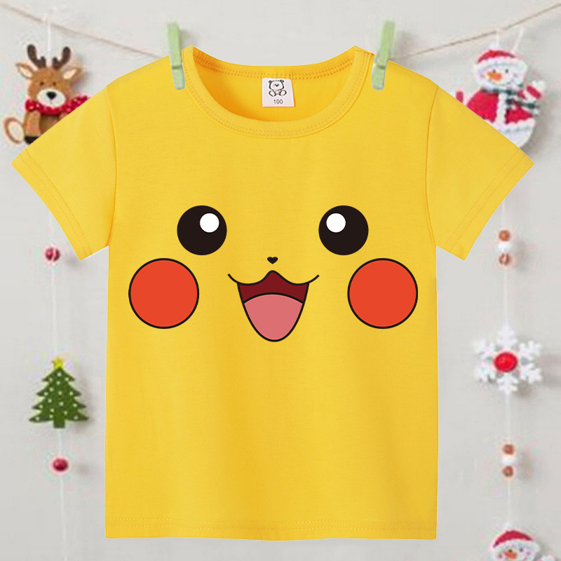 Pokemons Yellow Cute Short-sle - Pokemon Anime Merchandise บทวิจารณ์และราคา