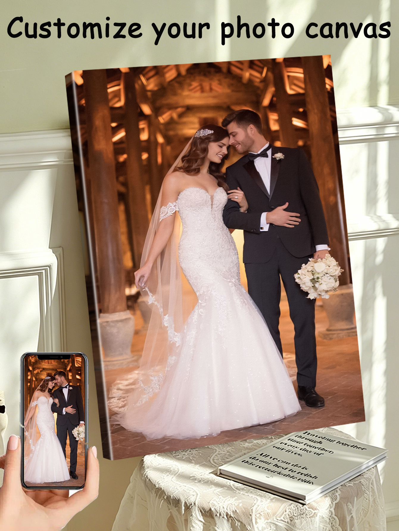 1 customized photo canvas, opt - Art Print Framed บทวิจารณ์และราคา